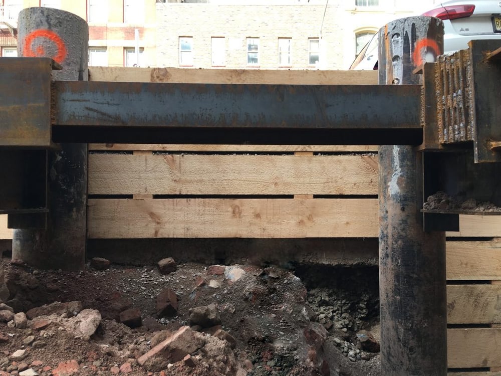 74 Grand St lagging 12 3/4" Helical PIpe PIles 